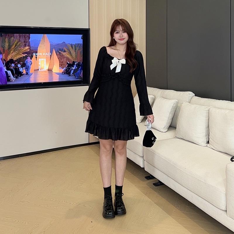 

Korean Style Plus Size Princess Dress for Spring – Loose Fit, Slimming, and Stylish 3XL (Recommended for 150-165 jin) чёрный