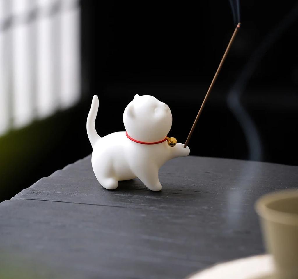 Cute Cat Buddhism Line Incense Plate Incense Burner Stick Holder  Sandalwood Coil Base Temples Yoga Studios Home Decoration