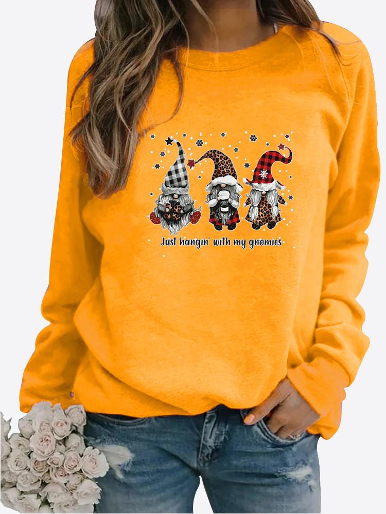 

Женская рождественский подарок, осенне-зимняя повседневная модная однотонная футболка с круглым вырезом и длинным рукавом с принтом, свободная блузка, топы 3XL жёлтый