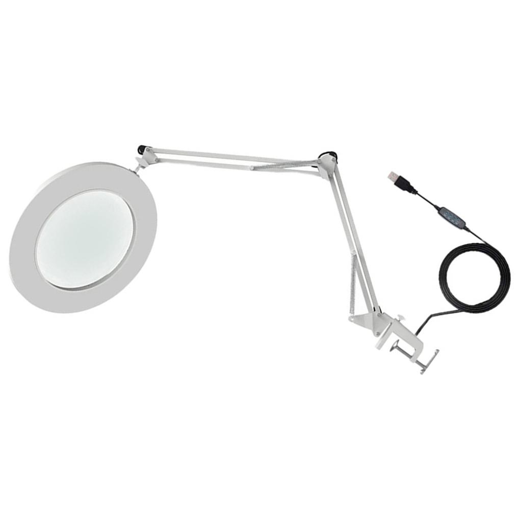 10X Vergrootglas met LED-licht Flexibele Arm Helderheid   3 Kleuren Werkbanklamp met Clip