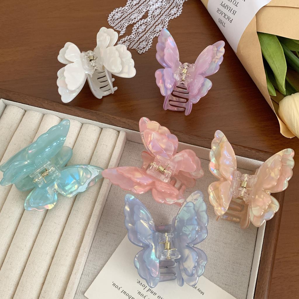 Fairy Butterfly Hair Claw Acetate Crab Hair Clip Fluffy Summer Sweet Princess Shark Clip Women Girls Hairpin Hair Accessories