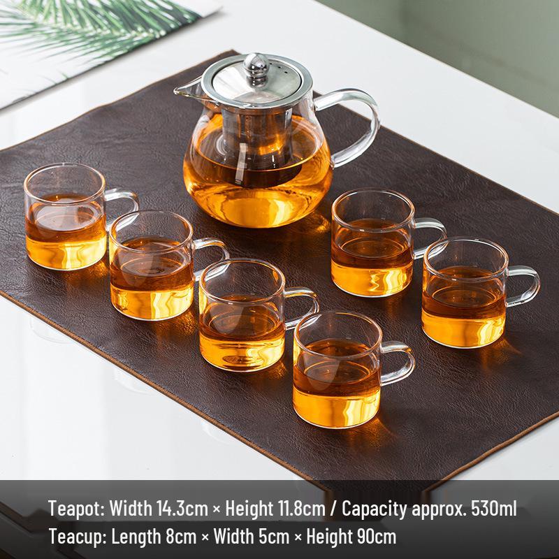 High-Quality Borosilicate Glass Tea Set: 5-Piece Heat-Resistant Kit with Tea Infuser and Separate Flower Tea Filter for Home Use.