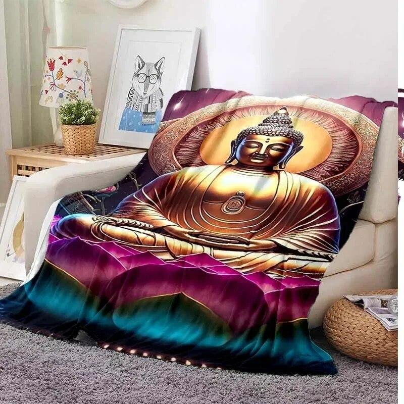 Gautama Buddha Plüsch weiche Decke karierte dünne Decke Wohnzimmer Schlafzimmer tragbare Home Reise Büro Mittagsdecke