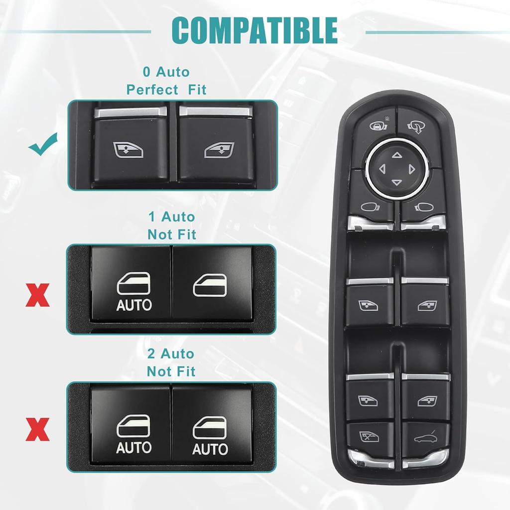 ACROPIX Front Left Driver Side Master Power Window Switch Fit for Porsche Cayenne (92A) 2014-2021 No.7PP959858AE - Pack of 1 Black