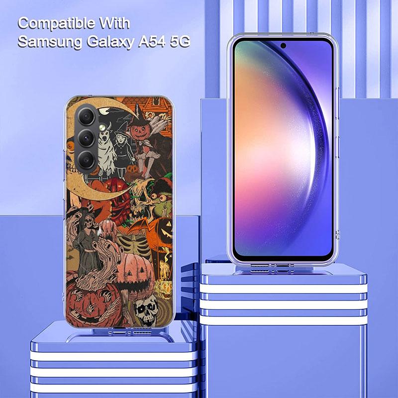 Halloween Fall Art Witch Cat Phone Case for Samsung A16 A26 A36 A56 A17 A37 A57 A07 A06 A02S A03 A04S A05S Galaxy Note 20 10 A50