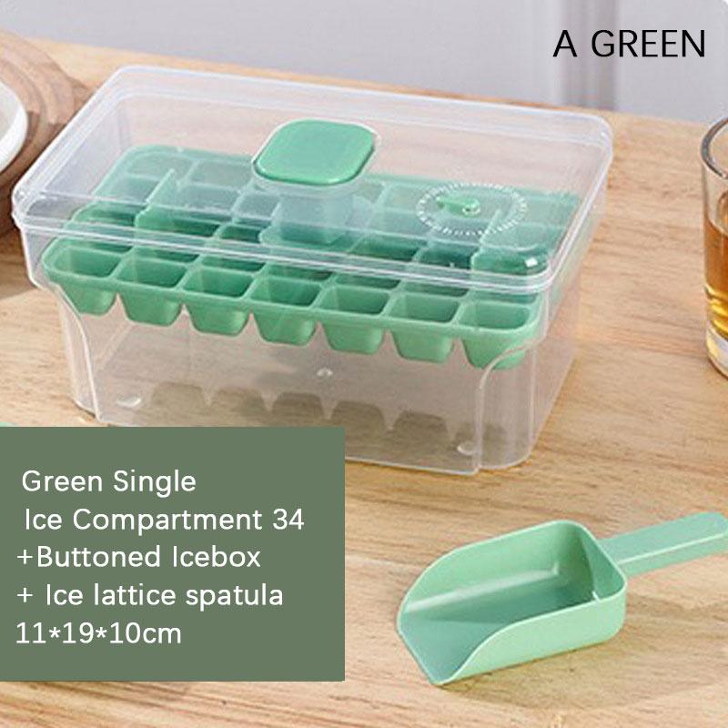 

34/68 решеток Форма для кубиков льда Отделение для льда Ящик для хранения пищевого льда для домашнего использования Лоток для кубиков льда с ящиком для хранения Кухонный гаджет