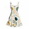 Women Plus Size Spaghetti Strap Off Shoulder Dress Modern Abstract Geometric Rainbow Leaf Print Swing Dress