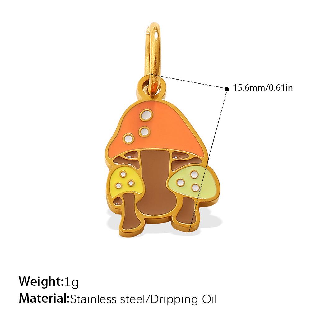 Adorable Multi-Shape Mushroom Pendant with Colorful Drip Oil Design