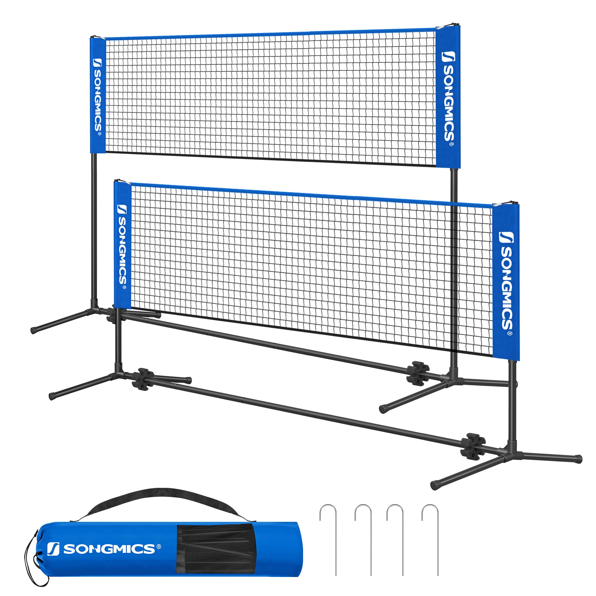 

SONGMICS Portable Badminton 3m Adjustable Height with Carrying for Competitive Park or Backyard Play Net, Wide, (1.07m-1.55m), Bag, Training, синий