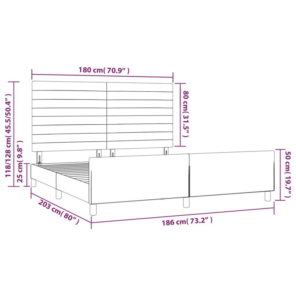 Bed Frame without Mattress Dark Grey 180 x 200 cm Fabric