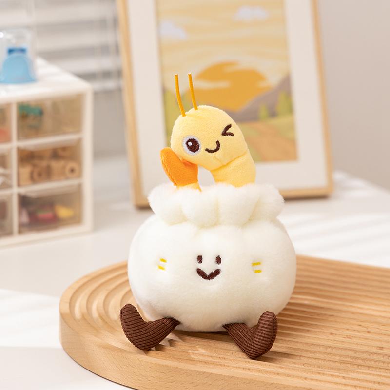 Poupée en Peluche Œufs de Crabe Bun Crevette Ravioli 2 Styles Mignon Kawaii Thème Alimentaire Peluche Douce Moelleuse Collectionnable Décor de Bureau Cadeau 10cm