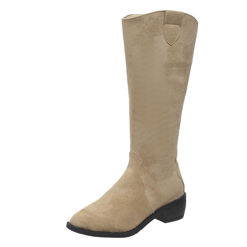 Fashion 2024 Autumn and Winter New Suede Chelsea Women's High Boots Fashion Pointed Gladiator Motorcycle Thick-soled Fashion Boots