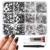 DIY Nail Art Kit With 3mm AB Transparent Flat Back Rhinestones 12 Compartments For Crafts And Fashion