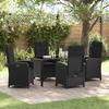 VidaXL 5-Piece Garden Dining Set with Cushions Black Poly Rattan 3380262