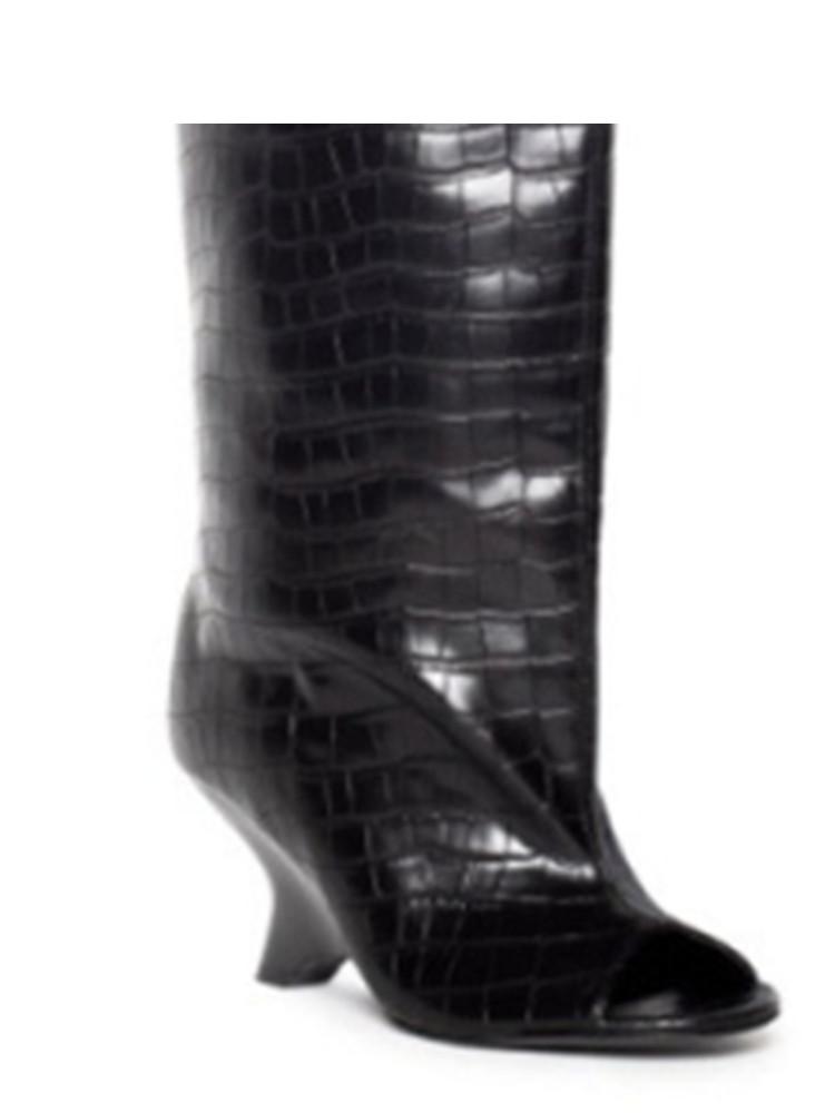 

Жіночі Чоботи до Коліна на Товстому Високому Підборі з Відкритим Носком Стильні Модні Чоботи на Косому Підборі Великого Розміру Весна/Літо 42