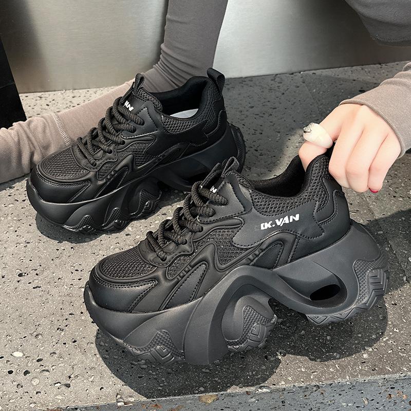 Leder-Plateau-Dad-Schuhe Frühherbst Neu Ultra-Leichte Laufschuhe Atmungsaktive Kleine Sneaker