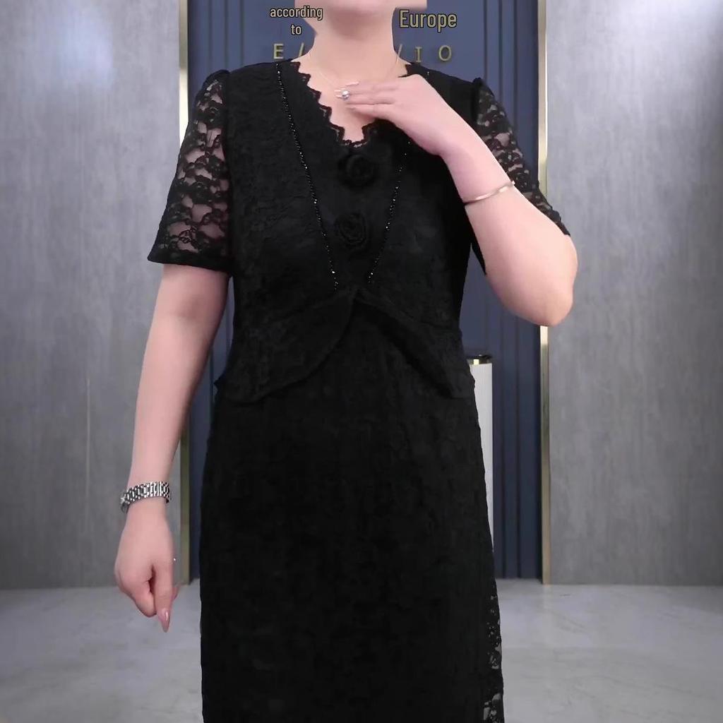 High-end Plus Size Lace Two-Piece Casual Summer Dress for Women