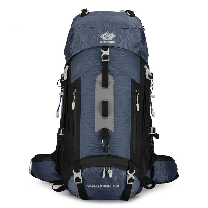 60L Outdoor-Bergsteigertasche mit großer Kapazität Hochwertiges Nylon Wasserdicht Verschleißfest Wandertourentasche Unisex Reise Camping Sportrucksack