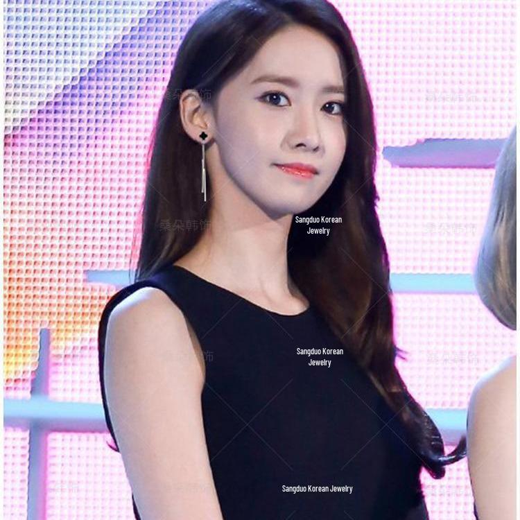 Ohrringe mit langem Quasten-Klee im koreanischen Stil für Damen