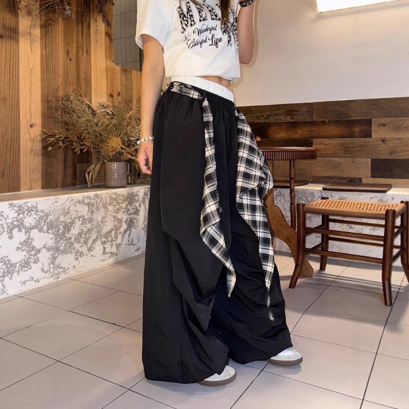 Pants with Women's Summer New Retro Street Mid-waist Thin Straight Casual Drape Wide-leg Pants