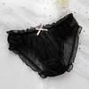 Women Thong Underpants Bow Mid-waist Transparent Lingerie Underwear Mesh Panties Briefs