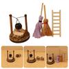 Miniature Pastoral Garden Scene Dollhouses Decoration Recreates Rural Country Life with Realistic Stove Firewood Mop