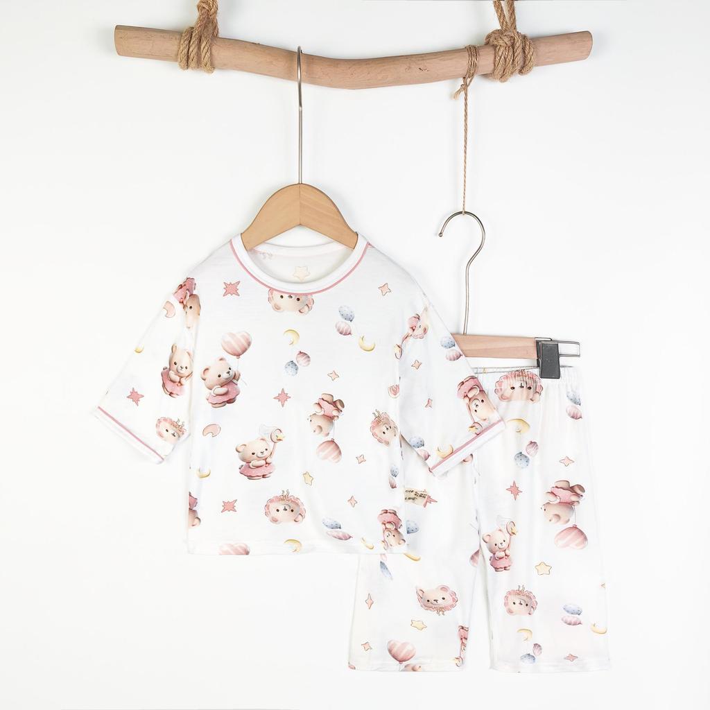 Youkesi Mädchen Klimatisierte Sommer-Pyjamasets, Alter 3-15, Größe 80-160cm, Set mit 3/4-Ärmel und Hose