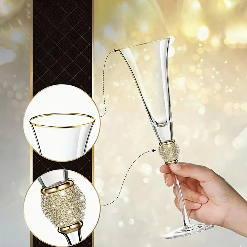 Pahar de Vin cu Margine Aurie cu Diamante de Lux European Pahar de Cocktail Șampanie Picior Înalt Elegant Cupă de Cristal