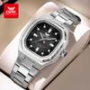 Mens Classic Analog Watch Octagon Square Case Quartz Movement Waterproof Luminous Wrist Watches