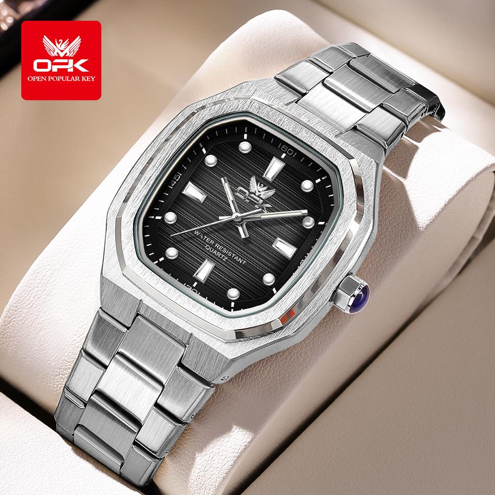 Mens Classic Analog Watch Octagon Square Case Quartz Movement Waterproof Luminous Wrist Watches