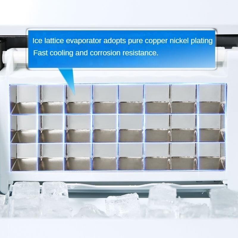 New Small Commercial Ice Maker Automatic Water Inlet Mini Automatic Household Ice Cube Making Machine 252x360x371mm