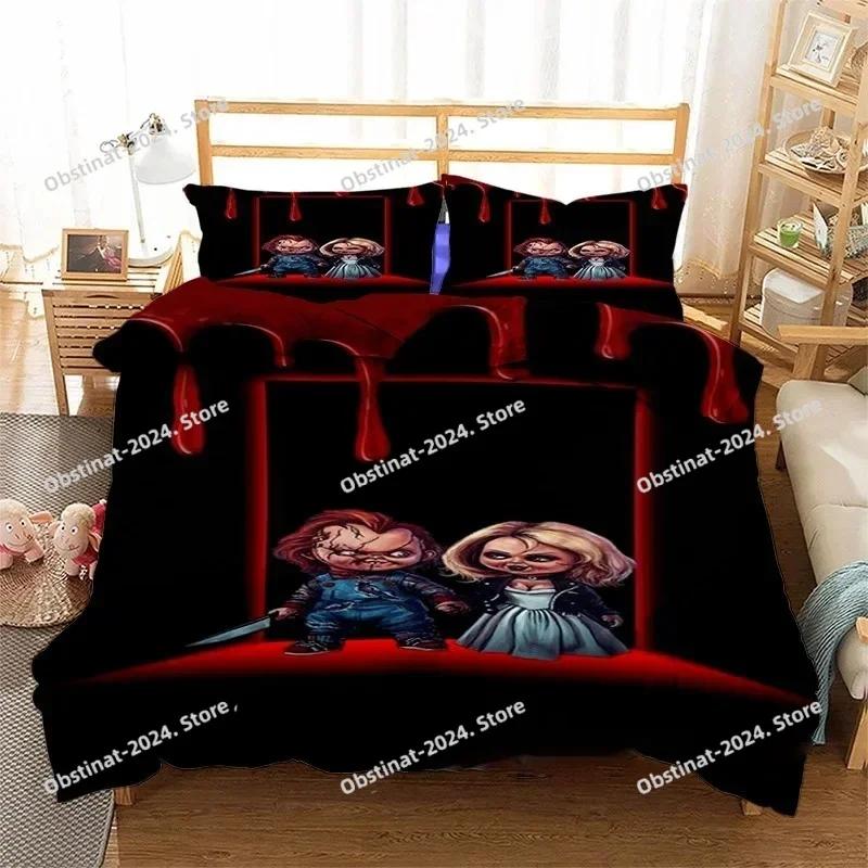 3D Horror Movie Chucky Bedding Set Duvet Cover Full Queen King Size Pillowcase Bed Print Bed Set Aldult Kid Bedroom Single Twin