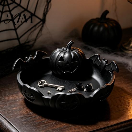 Pumpkin Tray for Halloween 3D Printed Jewelry Holder, Spooky Trinket Keys, Unique Holiday Gift Friends Rings, Earrings, Decorative Storage Organizer