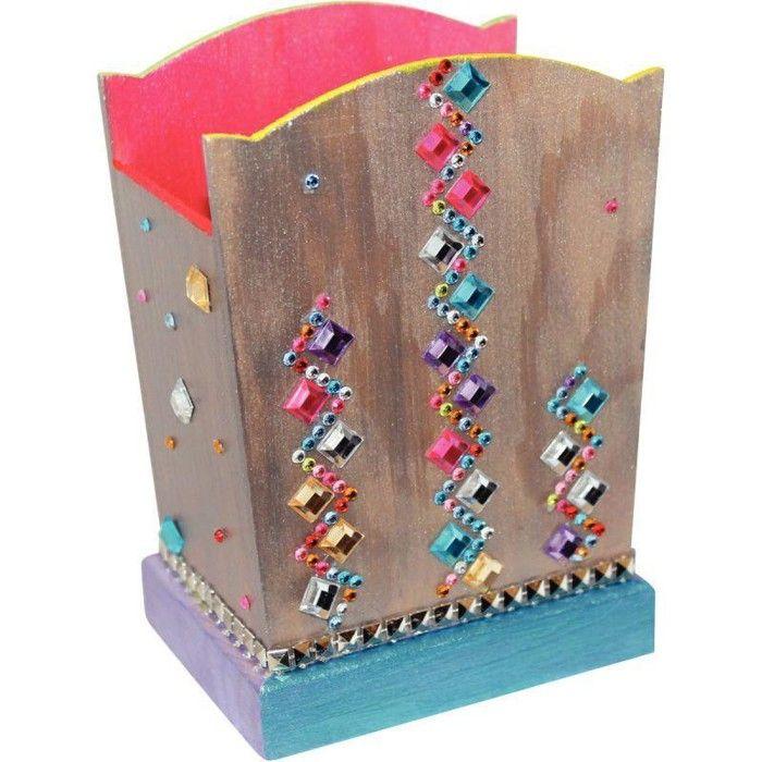 Porte crayons en bois 10 x 7,50 x 15 cm