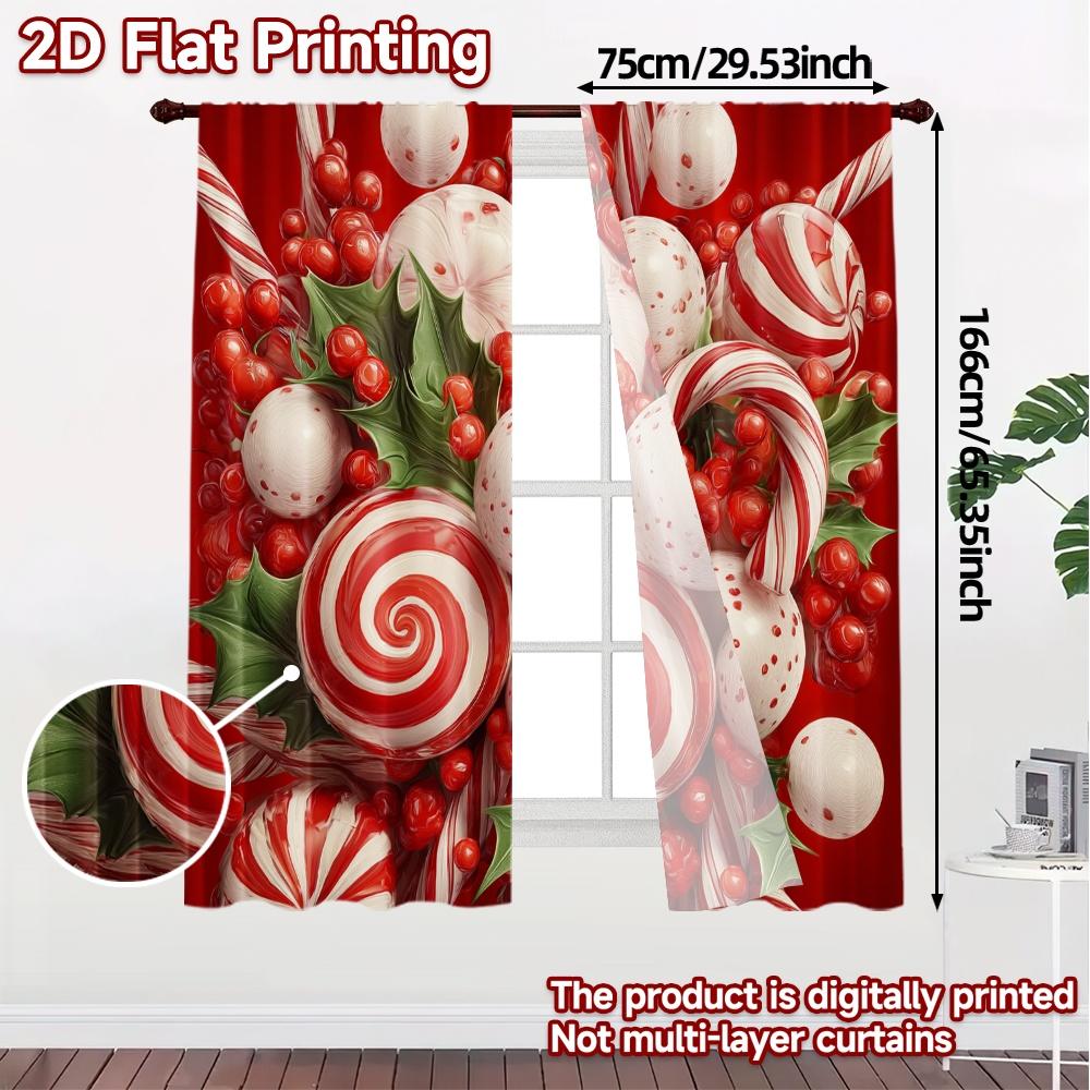 Set Of 2 Modern Flat Printing Jit Curtains Without Rod Candy Swirl Bliss Pattern Durable Polyester Fabric Curtain