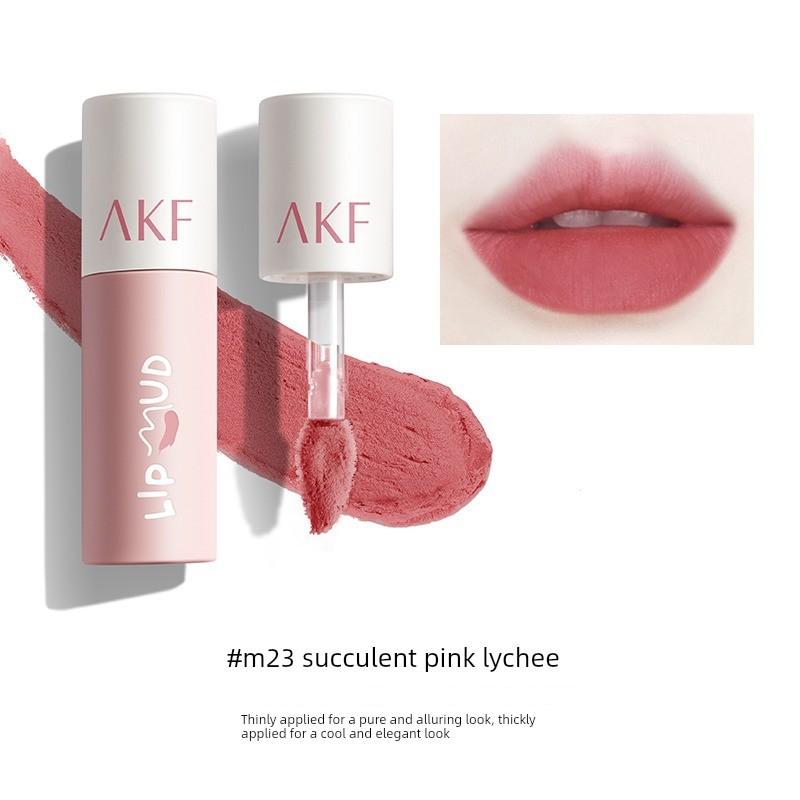 Akf Lip Mud Lip Glaze Lipstick Matte Matte Finish M17 Waterproof Long-Lasting Non-Stick Cup M07 Niche Affordable Natural Look Brightening