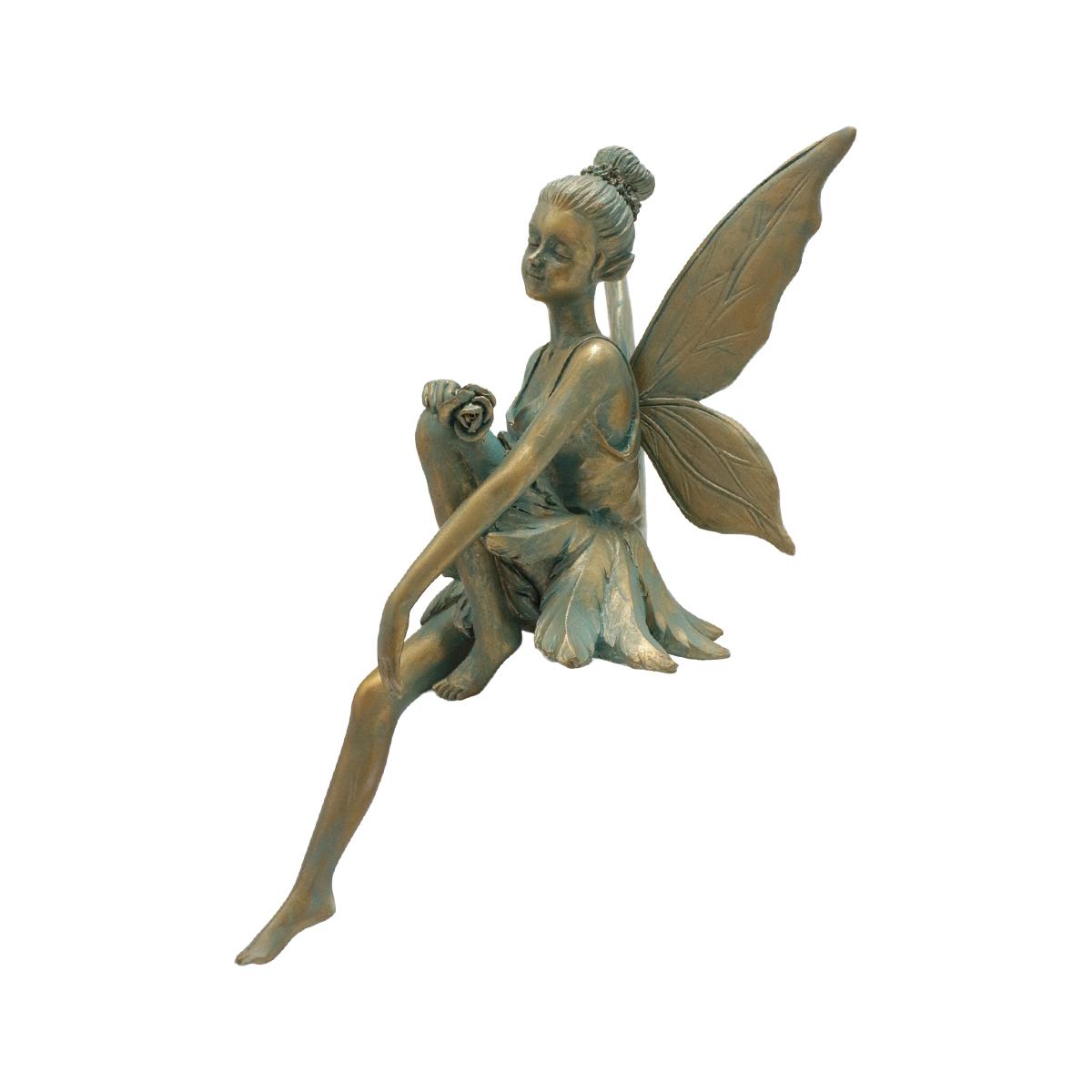 

1pc Elegant Sitting Flower Fairy, Colorful and Bronze, Creative Garden Decoration Flower Fairy Ornament зелений