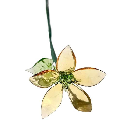 Ručně foukaná skleněná květinová dekorace s drátěným stonkem, ručně vyráběná figurka s barevnou glazurou, květinová váza, ozdoba do domácího obývacího pokoje, na kancelářský stůl