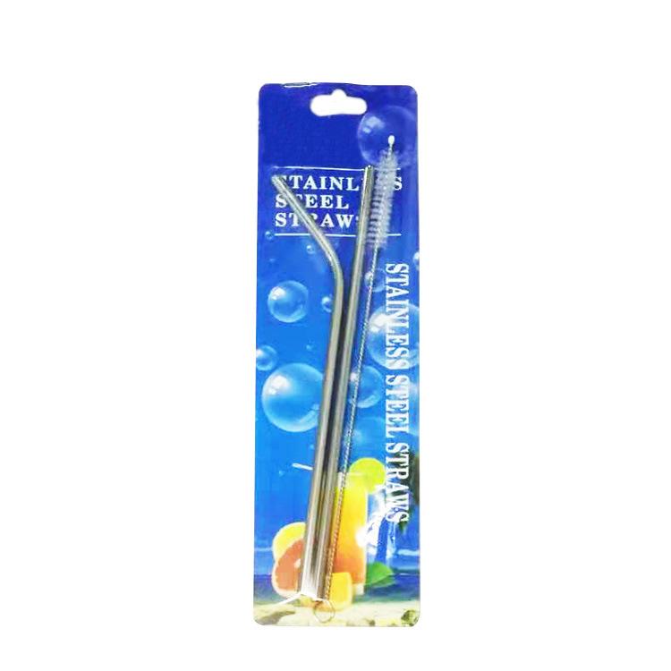 New Stainless Steel Suction Card Straw Set, Milk Tea Beverage Bar, Western Round Solid Color Straw Set