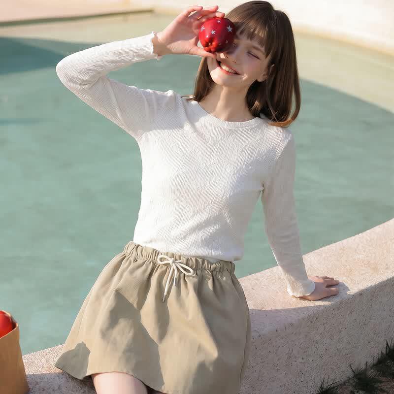 TonLion Women's Textured Long Sleeve T-shirt