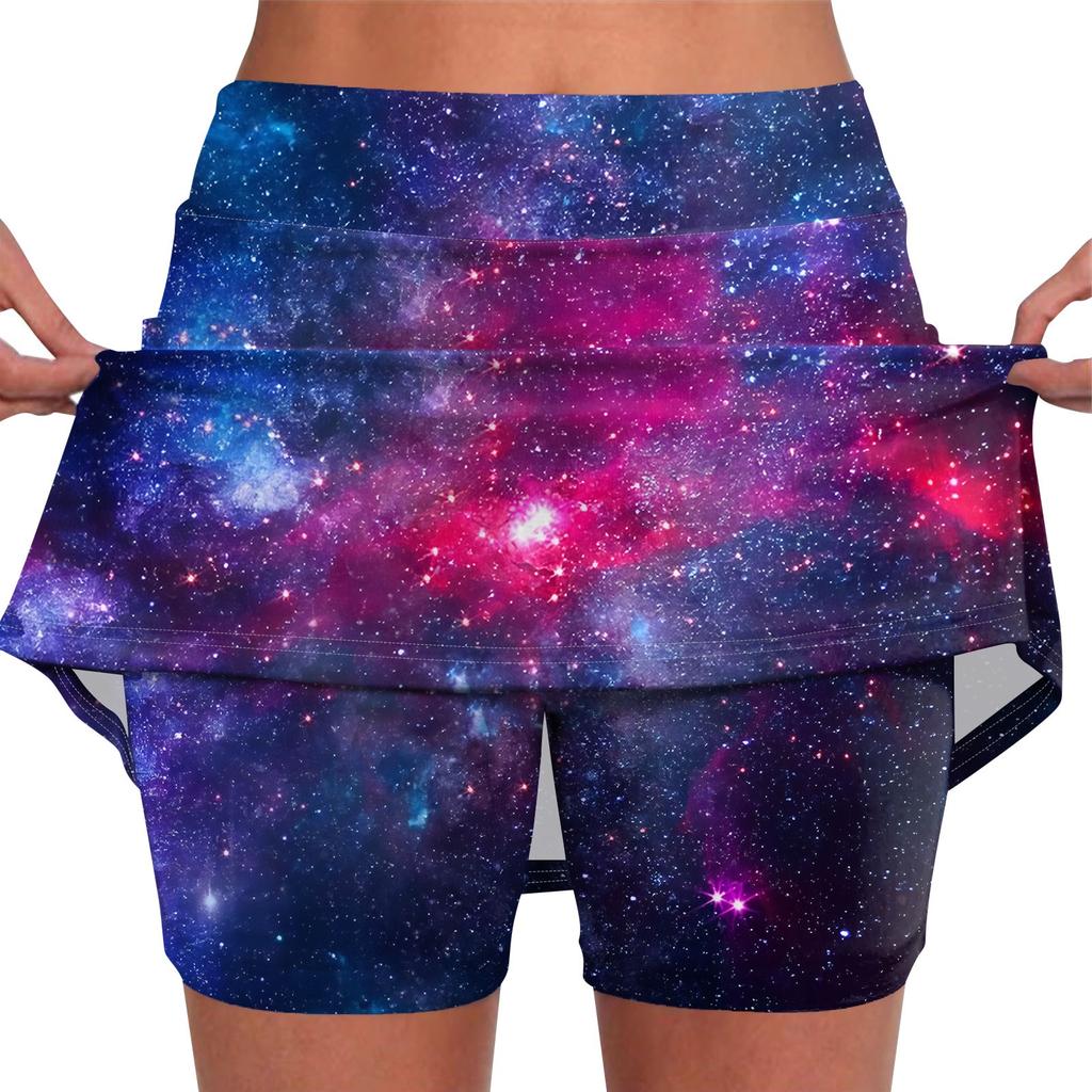 Kadınlar için elastik Yoga Pantolon-Etekler Baskı Atletik Şort Hafif Yüksek Bel Sıska Katı Joggers