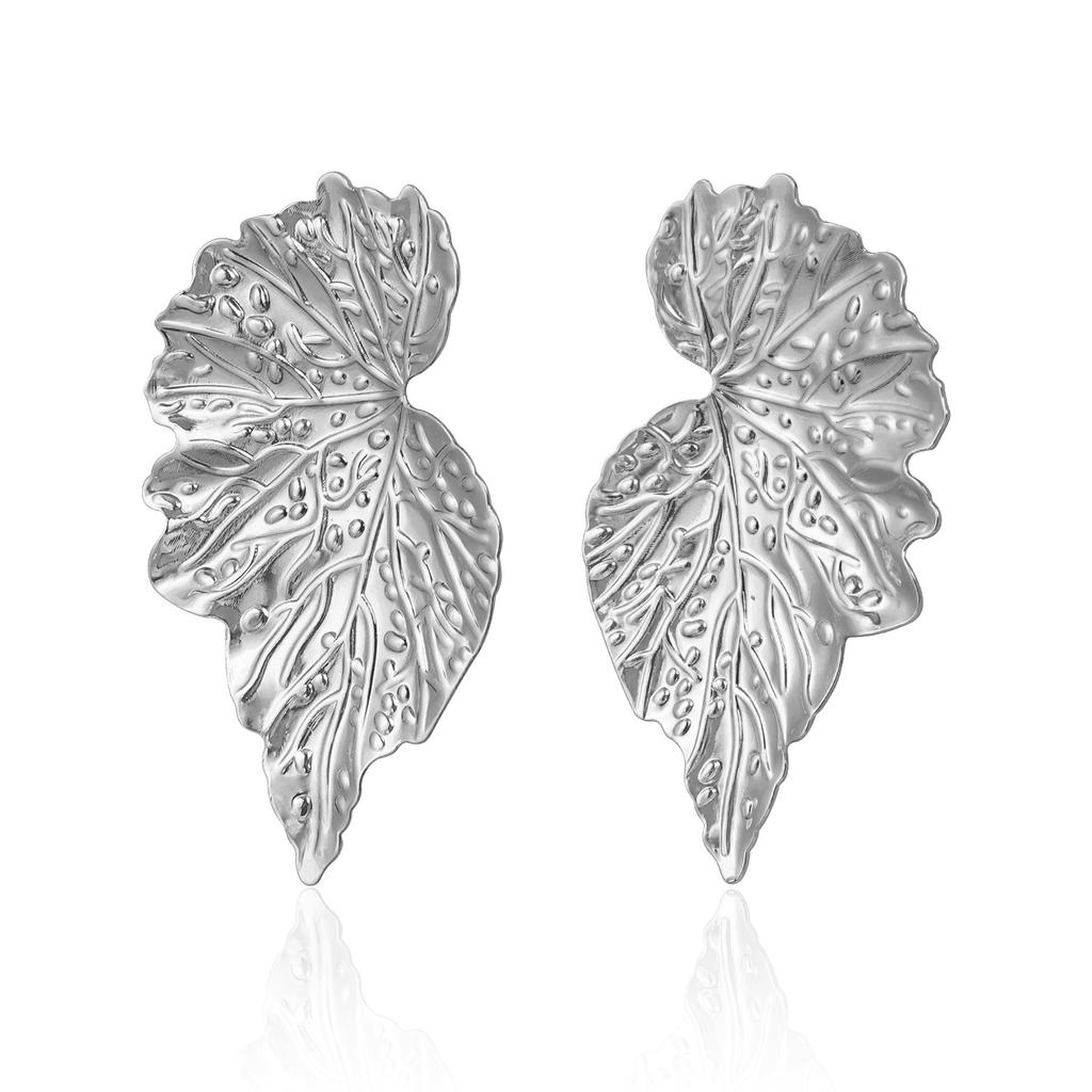 Boucles d'oreilles pendantes feuille pour femmes Style exagéré Mode Métal Gland Plume Oreille Zircon Cadeaux