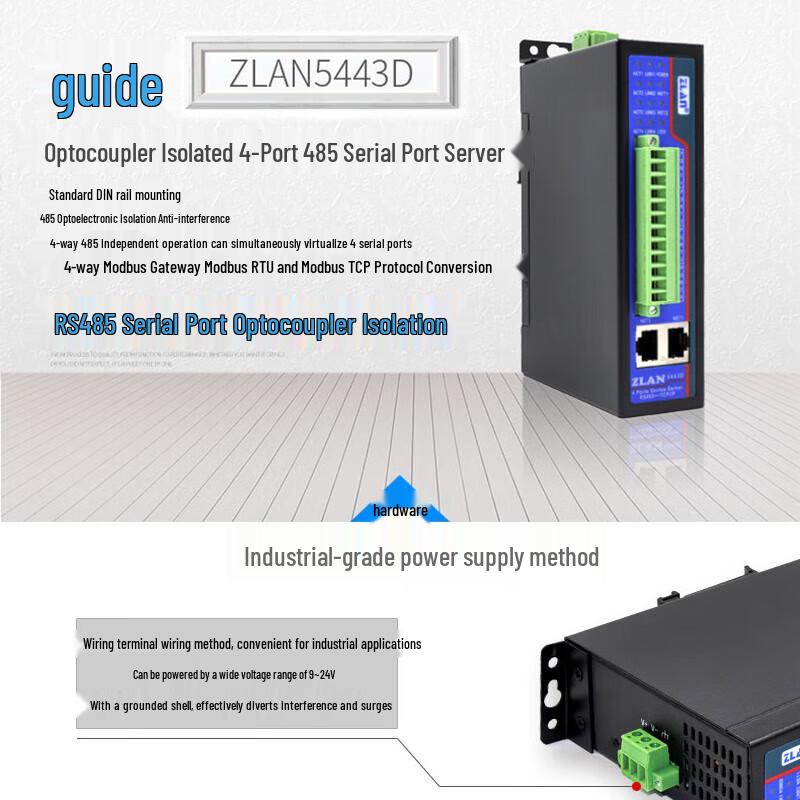 ZLAN 5443D 4-Port RS485 to Ethernet Modbus Gateway