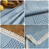 Fringed Table Cover Stains Resistant Polyester Linen Texture Tablecloth Decors For Kitchen Dining Room Decorations