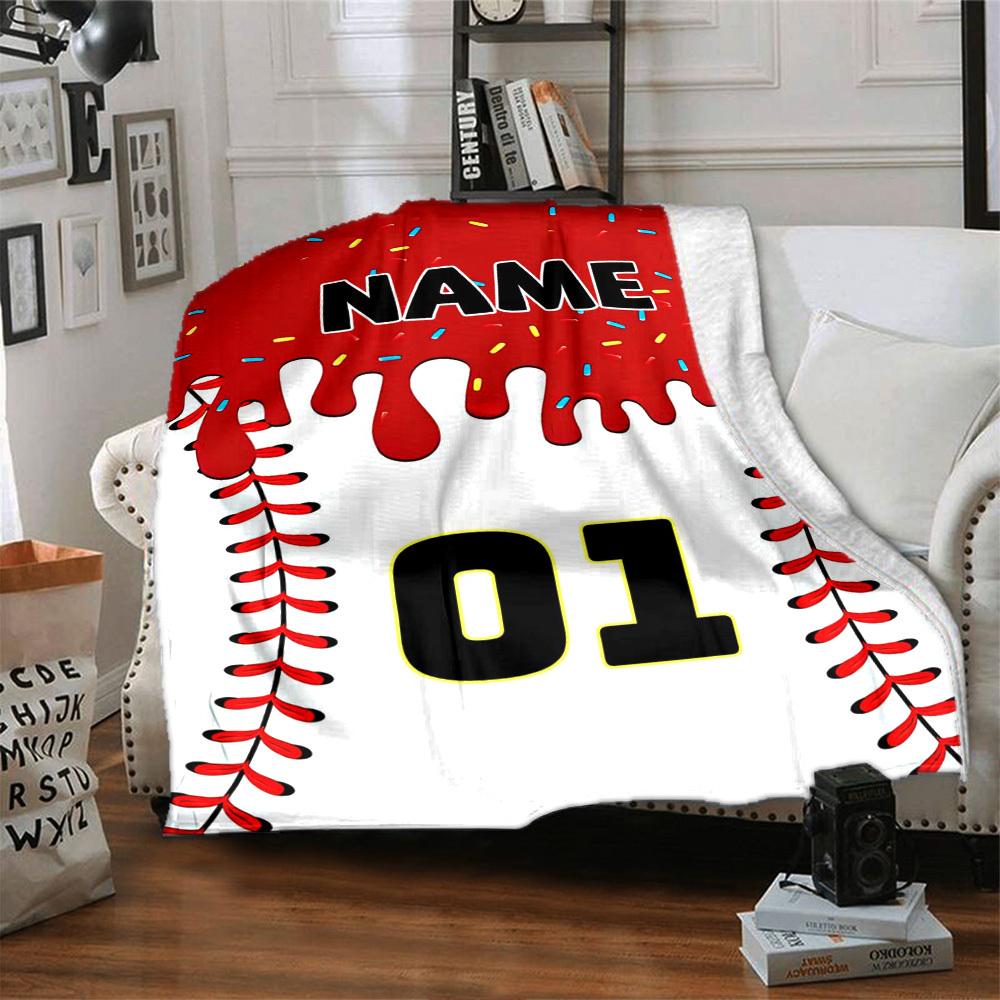 Baseballthemed Home Customize Your Name Blankets Comfortable Soft Lightweight Allseason Multipurpose Blanket For Picnics Sofas Offices Beds Living