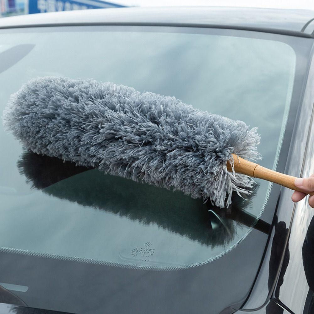 Flexible Dust Cleaner Wooden Handle Microfiber Duster Cleaning Tools Dust Brush  Car