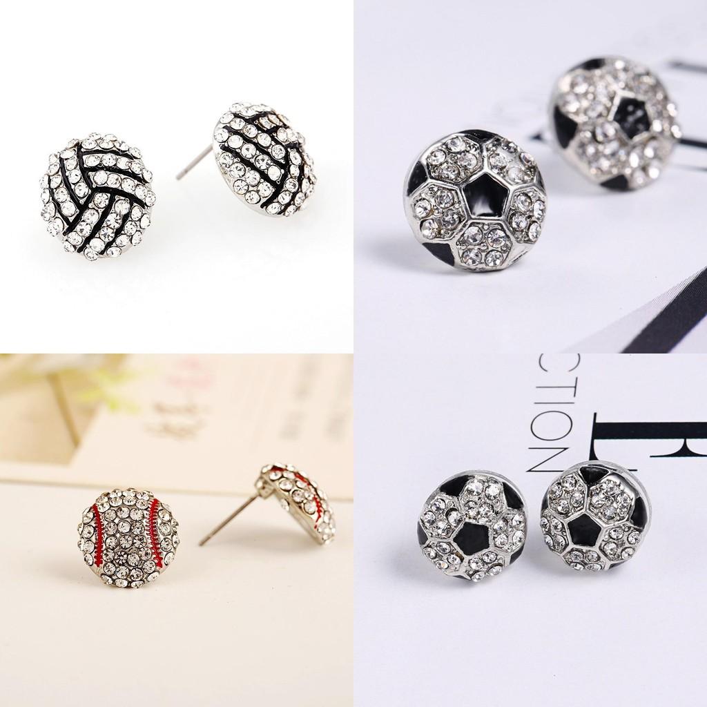 Spring 2023 Trend Basketball Baseball Volleyball Earrings With Sparkling Zirconia