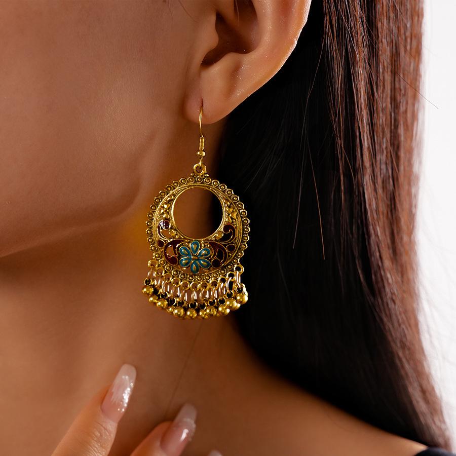 Flower Geometric Round Hollow Ear Hook Temperament High-end Earrings for Women