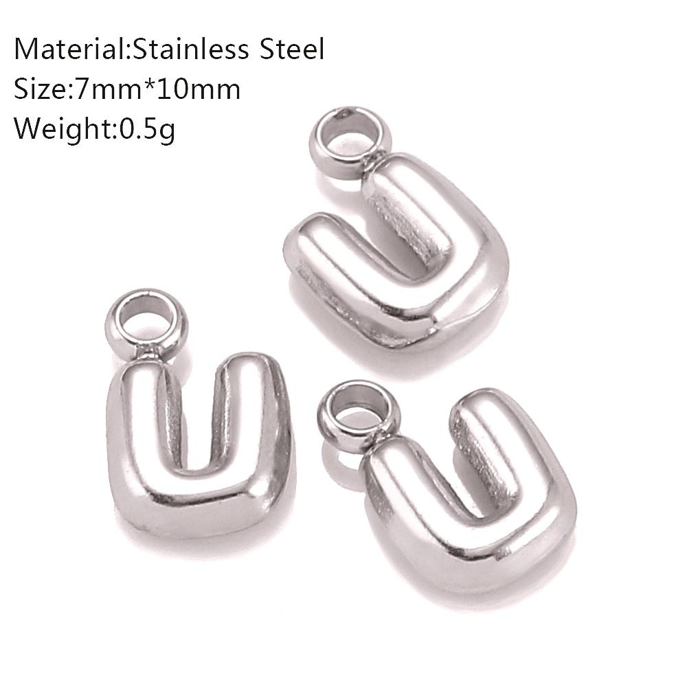 3Pcs Mini Balloon Alphabet Charms Cute Small Initial Bubble English Letter Stainless Steel Pendants DIY Necklace Bracelet Making