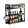Musltaiy 3-Tier Metal Spice Rack, Kitchen Storage Rack, Countertop Storage, Spice Storage Rack, Seasoning Container, Black, 2nd Floor, 16in